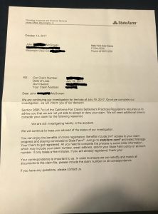 Letter from Insurance Company on Mysterious Auto Accident