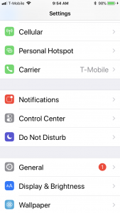 Notifications in Settings App