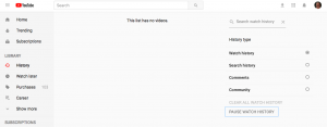 Clear and Pause Watch History Menu