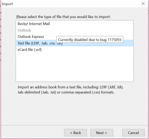 Select Text File Type for Import