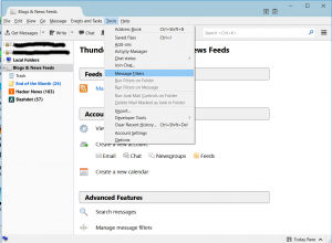 Thunderbird RSS Message Filters Menu Item