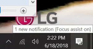 Focus Assist Notification (Lower Right Corner)