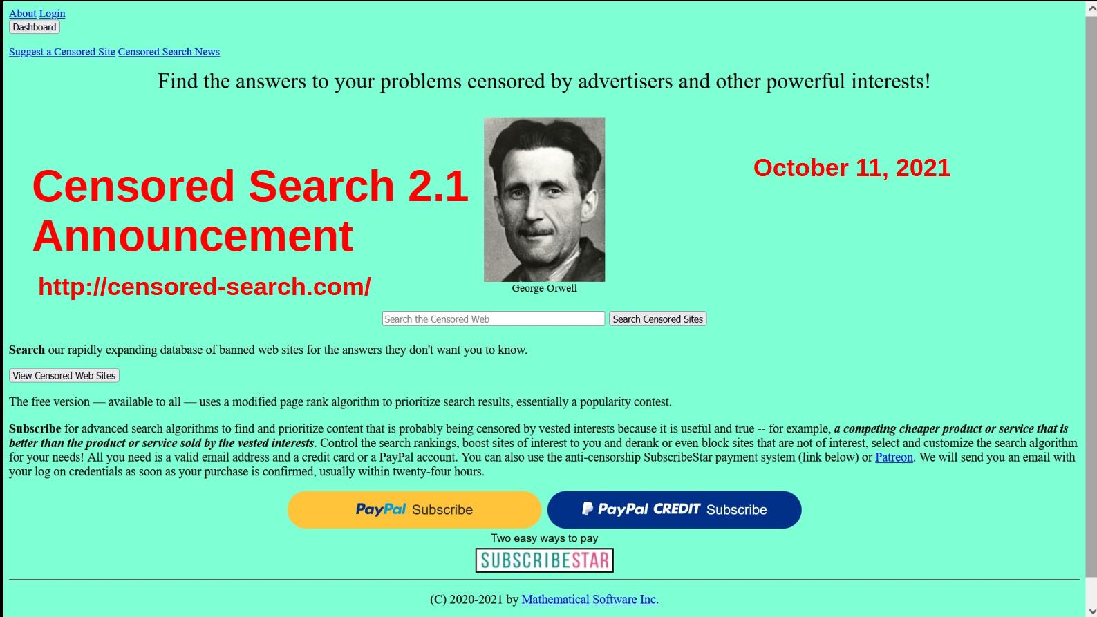 Screenshot of Censored Search Web Site